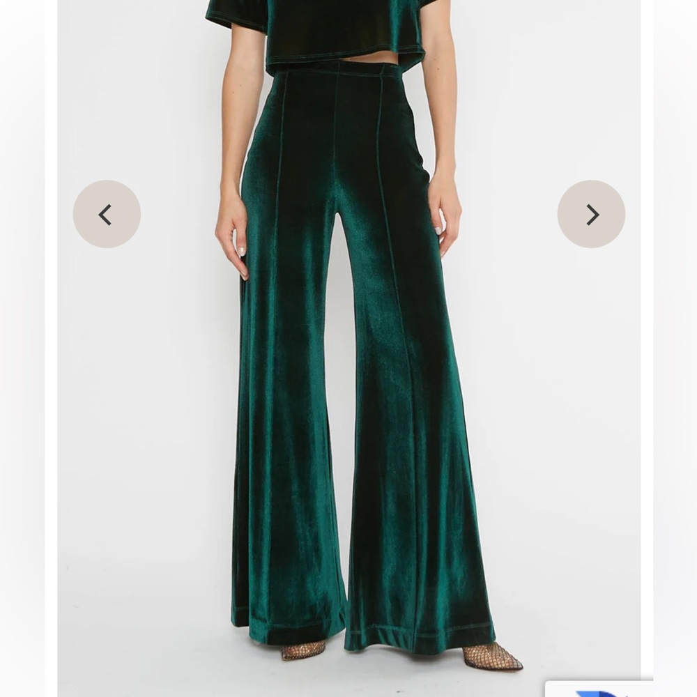 Ripley radar emerald green velvet wide leg pant